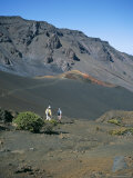 Tourists Hiking Inside Haleakala Crater  Haleakala National Park  Maui  United States of America