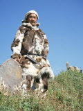 Eskimo in Traditional Clothing at Yanrakino Village  Chukchi Peninsula  Russian Far East  Russia