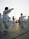 Early Morning T'Ai Chi Exercises in Huangpu Park on the Bund  Shanghai  China