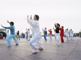 Early Morning T'Ai Chi Exercises in Huangpu Park on the Bund  Shanghai  China