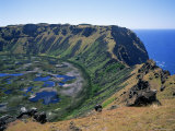 View East Along Crater Rim from Orongo Ceremonial Village of the Rano Kau Crater