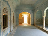 Ornate Passageway to Open Door  Samode Palace  Jaipur  Rajasthan State  India