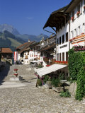 Main Street and 17th Century Houses  Gruyeres  Fribourg Canton  Switzerland