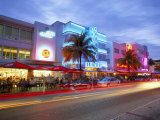 Art Deco District at Dusk  Ocean Drive  Miami Beach  Miami  Florida  USA