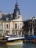 Hotel De Ville and Fishing Boats at Mouth of the River Touques  Trouville  Calvados  Normandy