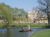 Punting on the Backs  with St John's College  Cambridge  Cambridgeshire  England