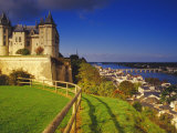 River Loire  Saumur Chateau and Pont Cessart  Saumur  Maine-Et-Loire  Loire Valley  France