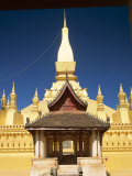 Exterior of the Pha That Luang (Golden Stupa)  Buddhist Temple  Vientiane  Laos