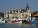 Hotel De Ville and Fishing Boats at Mouth of the River Touques  Trouville  Calvados  Normandy