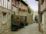 Narrow Street with Half Timbered Houses  Cote De Granit Rose  Brittany  France