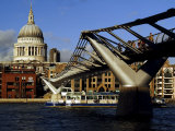The Millennium Bridge Across the River Thames  with St Paul's Cathedral Beyond  London  England