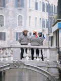 Gondoliers Chatting on Bridge  Near San Marco  Venice  Veneto  Italy