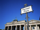Street Sign and Brandenburg Gate  Berlin  Germany
