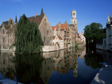 Looking Towards the Belfry of Belfort Hallen  Bruges  Belgium