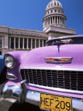 Classic American Car Outside the Capitolio  Havana  Cuba  West Indies  Central America