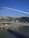 Zubizuri Curved Pedestrian Bridge Across the Bilbao River  Bilbao  Euskadi (Pais Vasco)  Spain