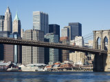 Brooklyn Bridge and Manhattan Skyline  New York City  New York  USA