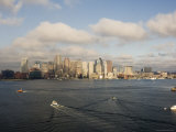 City Skyline Across the Harbor  Boston  Massachusetts  New England  USA