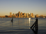 City Skyline Across the Harbor  Boston  Massachusetts  New England  USA