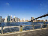 Brooklyn Bridge and Manhattan from Fulton Ferry Landing  Brooklyn  New York City  USA