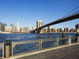 Brooklyn Bridge and Manhattan from Fulton Ferry Landing  Brooklyn  New York City  USA