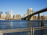 Brooklyn Bridge and Manhattan from Fulton Ferry Landing  Brooklyn  New York City  USA