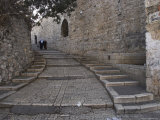Two Palestinian Women Walking Down a Street Along the City Walls  Old City  Jerusalem  Israel