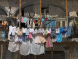 Large Quantity of Laundry Hanging from the Balcony of a Crumbling Building  Habana Vieja  Cuba