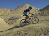 Side View of Competitior in the Mount Sodom International Mountain Bike Race  Dead Sea Area  Israel