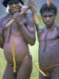 Portrait of Two Dani Tribesmen Wearing Penis Gourds  Irian Jaya  New Guinea  Indonesia