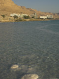 Salt Blocks in the Sea and Hotels in Background  Ein Bokek Hotel Resort  Dead Sea  Israel