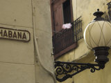 Habana Street Sign and Lampost  Obispo Street  Havana Vieja  Havana  Cuba