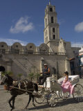 Elegant Woman Riding in Horse and Carriage  Plaza San Francisco De Asis  Havana  Cuba