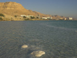 Salt Blocks in the Sea and Hotels in Background  Ein Bokek Hotel Resort  Dead Sea  Israel