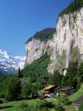 Lauterbrunnen and Staubbach Falls  Jungfrau Region  Switzerland