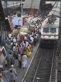 Train Ariving at Crowded Platform in New Delhi Train Station  Delhi  India