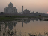View at Dusk Across the Yamuna River of the Taj Mahal  Agra  Uttar Pradesh State  India