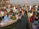 Groups of Pilgrims in Small Boats on Their Way to a Religious Ceremony on the River Ganges