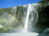Seljalandsfoss Waterfall and Rainbow  Southern Area  Iceland  Polar Regions