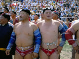 Wrestlers at Tournament  Naadam Festival  Tov Province  Mongolia  Central Asia