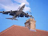 Low-Flying Aircraft Over Rooftops Near London Heathrow Airport  Greater London  England