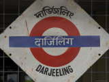 Close up of a British Style Station Sign at Train Station  Darjeeling  West Bengal State  India