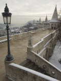 Snow on Fishermans Bastion  Castle Hill Area  Budapest  Hungary