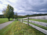 Fence and Country Road  Holderness  New Hampshire  New England  USA