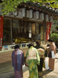 Women Dressed in Kimono for Tea Ceremony at Temple  Miyajima Island  Hiroshima Prefecture  Japan