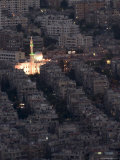 Aerial View of City at Night Including a Floodlit Mosque  Damascus  Syria  Middle East