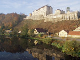 Gothic and Baroque Cesky Sternberk Castle Reflected in the Water of the Sazava River