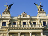 Detail of the Facade of Vinohrady Theatre  Built in 1909  on Namesti Miru (Square)  Prague