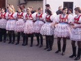 Girls in Traditional Dress Lined up During Ceremony  Village of Skoronice  Skoronice