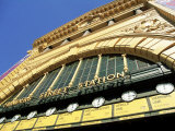 Facade of Front of Flinders Street Station with Clocks Showing Department of Next Train  Victoria